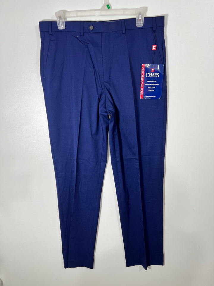 CHAPS STRAIGHT FIT DRESS PANT BRAND NEW WITH STRETCH BLUE COLOUR
