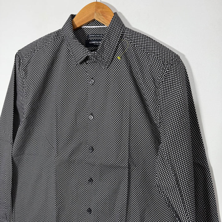 KENNETH COLE SLIM FIT PRINTED CASUAL COTTON SHIRT