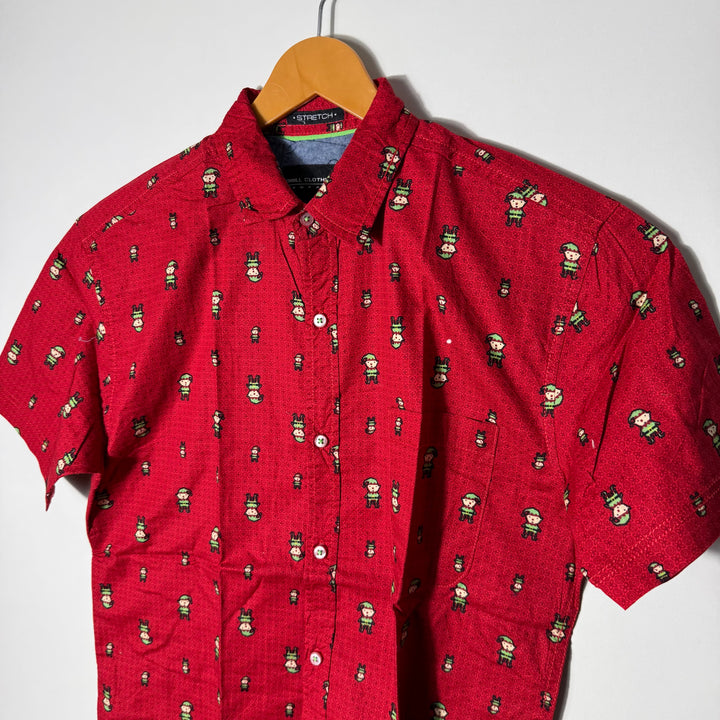 DRILL CLOTHING HALF SLEEVES COTTON SHIRT WITH STRETCH