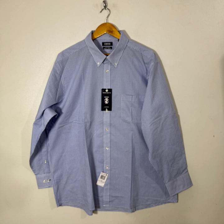 IZOD REGULAR FIT COTTON CHECKERED SHIRT BRAND NEW WITH STRETCH