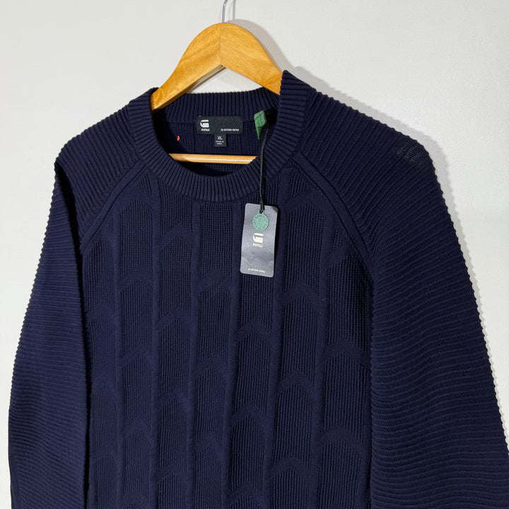 G STAR RAW KNITED COTTON SWEATER BRAND NEW BLUE COLOUR
