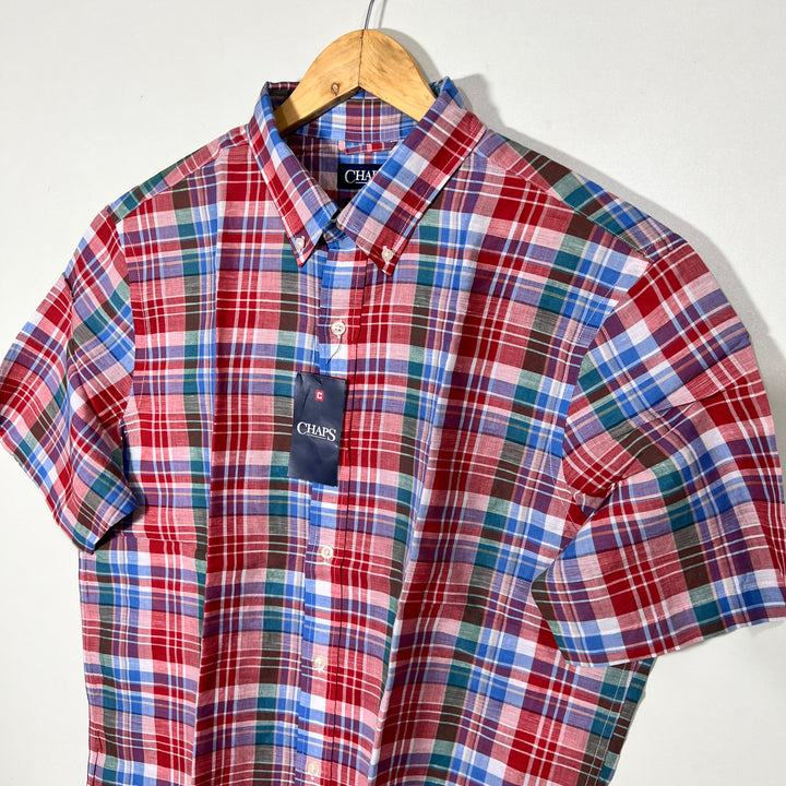 CHAPS BUTTON DOWN HALF SLEEVES LINNEN COTTON SHIRT BRAND NEW