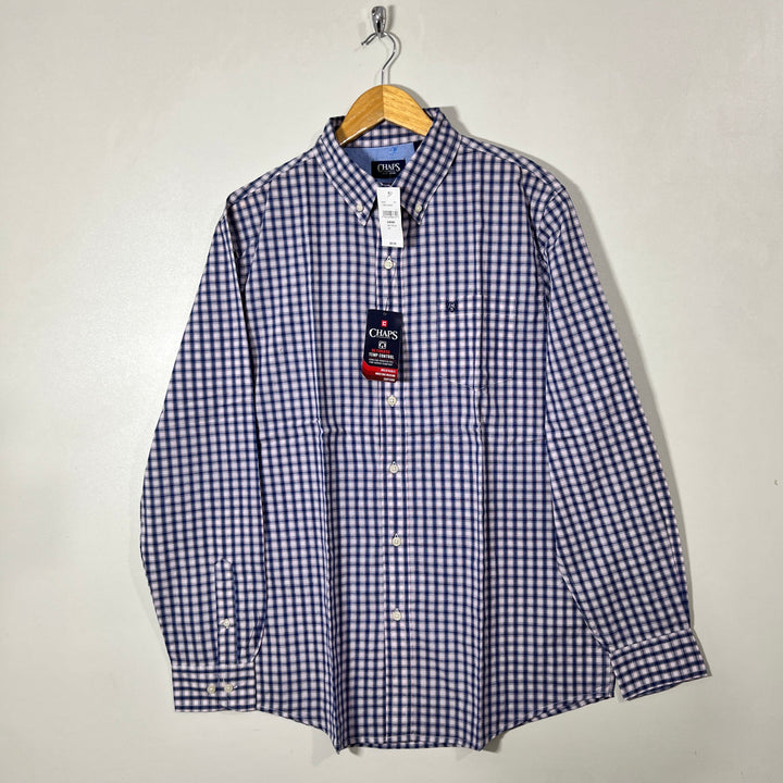 CHAPS EASY CARE BUTTON DOWN CHECKERED SHIRT BRAND NEW