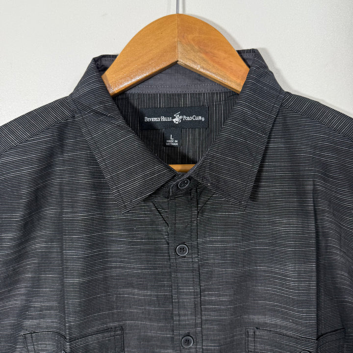 BEVERLY HILLS POLO CLUB DOUBLE POCKETS CASUAL COTTON SHIRT GREY COLOUR