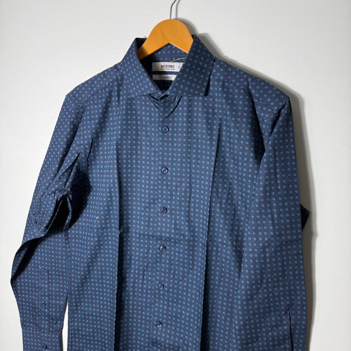 MURANO PRINTED SLIM FIT COTTON SHIRT BLUE COLOUR