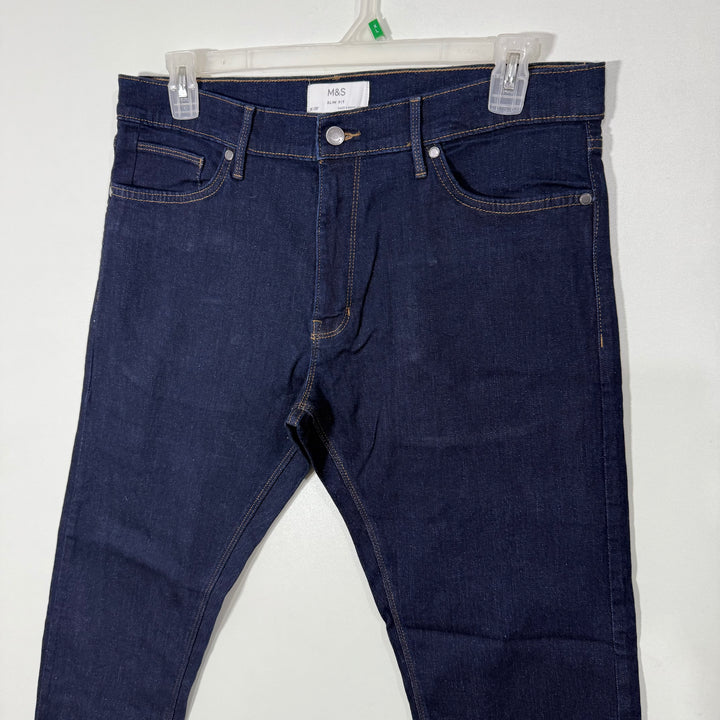 MARKS & SPENCER SLIM FIT DENIM PANT BRAND NEW WITH STRETCH BLUE COLOUR