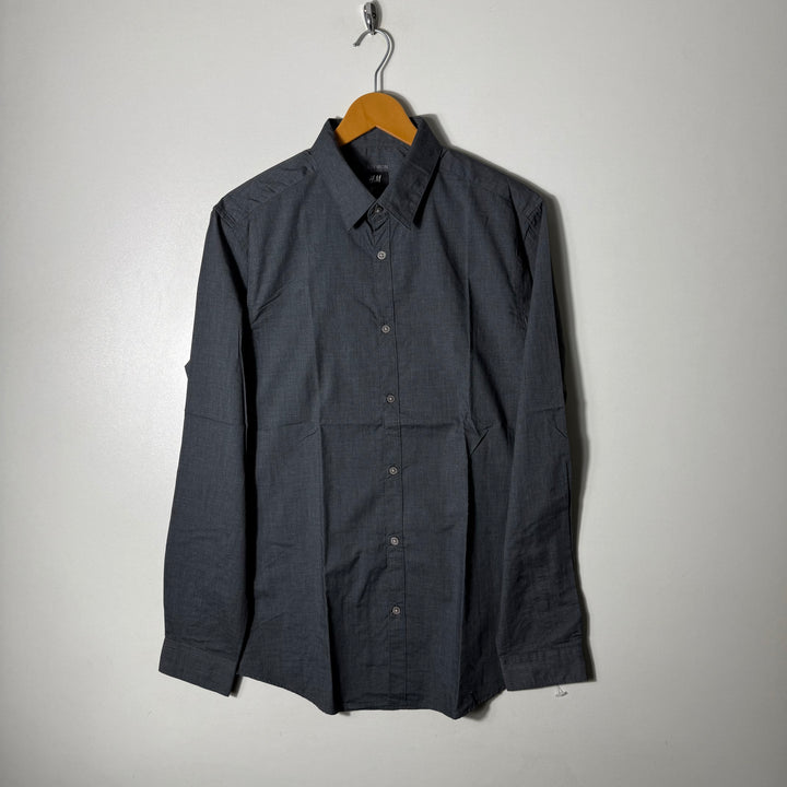 H&M EASY IRON COTTON SHIRT GREY COLOUR