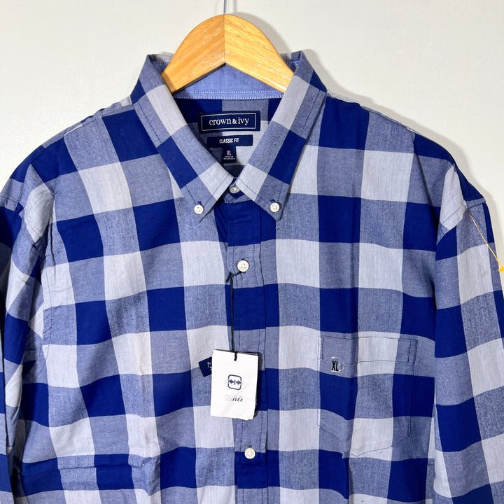 CROWN & IVY CLASSIC FIT BUTTON DOWN FLANNEL COTTON SHIRT BRAND NEW