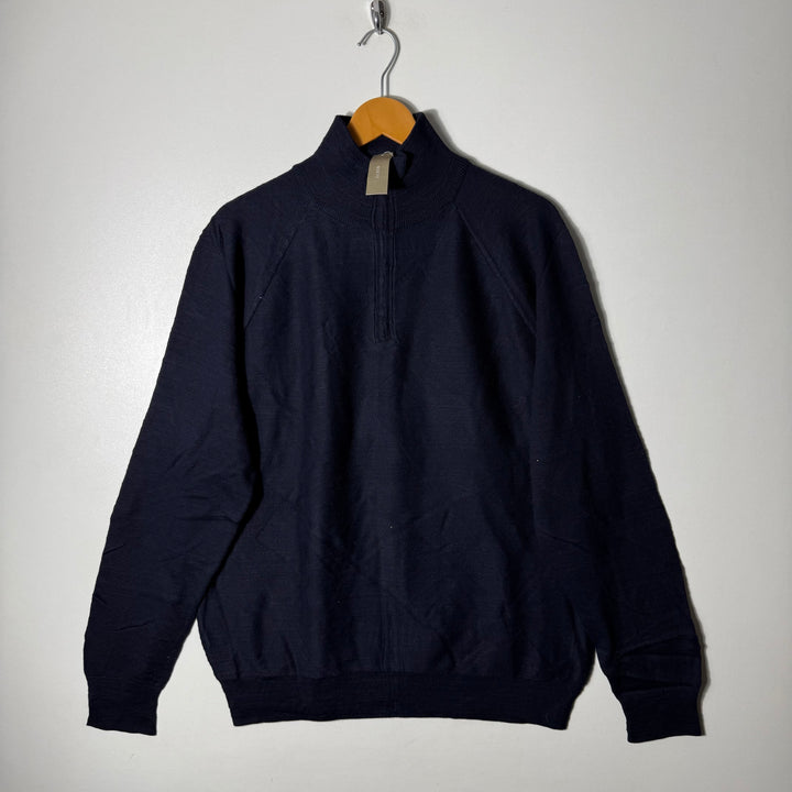 J CREW HALF ZIP COTTON SWEATER BRAND NEW BLUE COLOUR