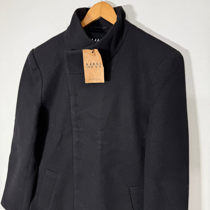 BOOHOOMAN LONG WOOL COAT BRAND NEW BLACK COLOUR