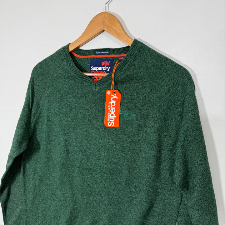 SUPERDRY V NECK COTTON SWEATER BRAND NEW GREEN COLOUR