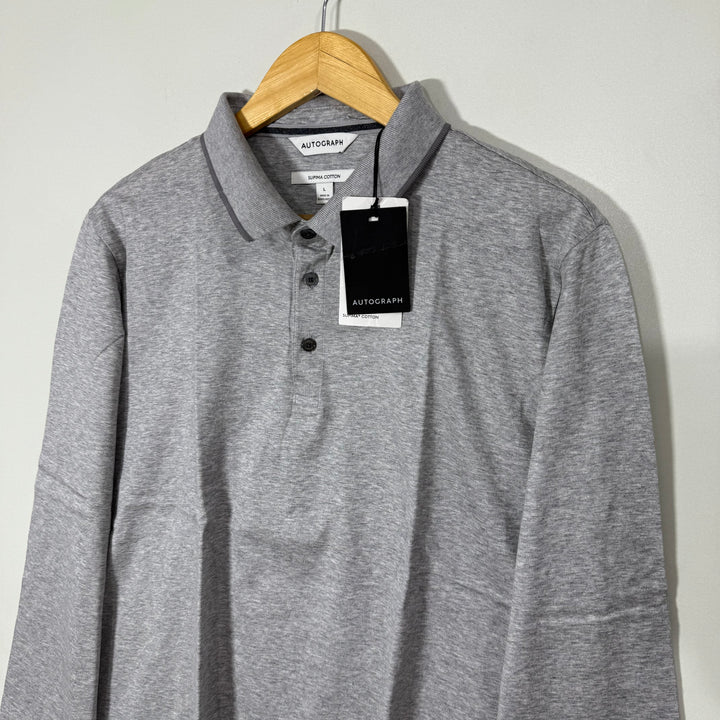 AUTOGRAPH SUPIMA COTTON LONG SLEEVES COTTON POLO TSHIRT BRAND NEW