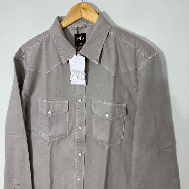 ZARA DOUBLE POCKETS TECH BUTTON DENIM SHIRT BRAND NEW