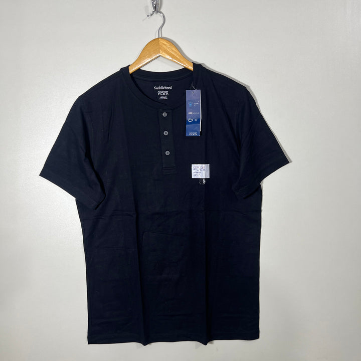 SADDLEBRED HENLEY COLLAR COMFORT FLEX COTTON TSHIRT BRAND NEW
