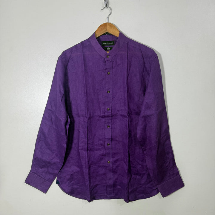 PAUL FREDRICK SLIM FIT FINEST PURE LINEN BEN COLLAR SHIRT