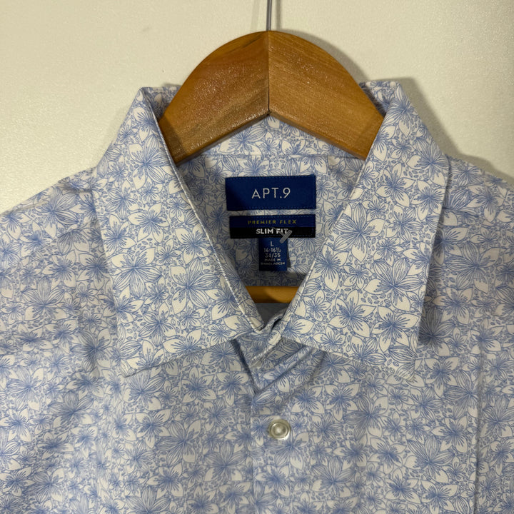APT.9 SLIM FIT PRINTED COTTON SHIRT WITH STRETCH