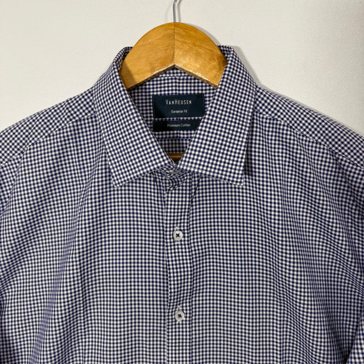 VAN HEUSEN EUROPEAN FIT PREMIUM COTTON CHECKERED SHIRT