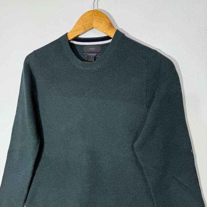 MARKS & SPENCER  KNITWEAR COTTON SWEATER GREEN COLOUR