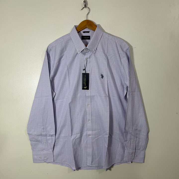US POLO ASSN SLIM FIT BUTTON DOWN CHECKERED CASUAL COTTON SHIRT BRAND NEW