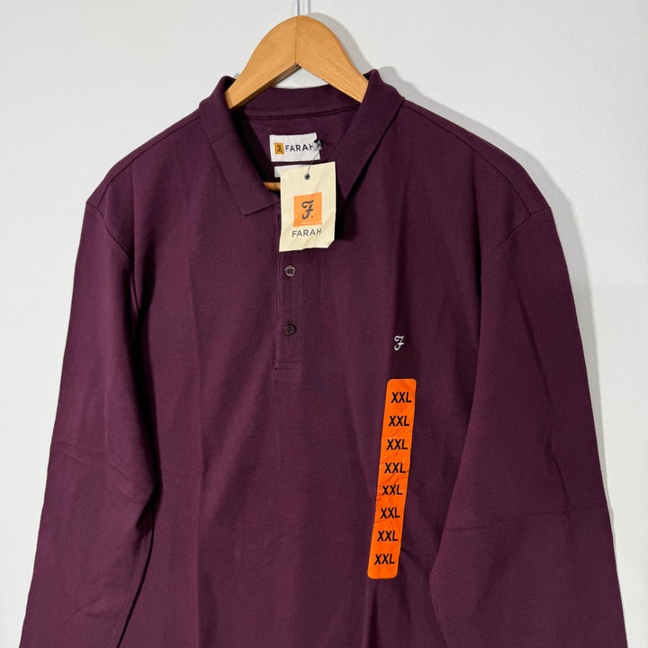 FARAH MODERN FIT LONG SLEEVES COTTON POLO TSHIRT BRAND NEW