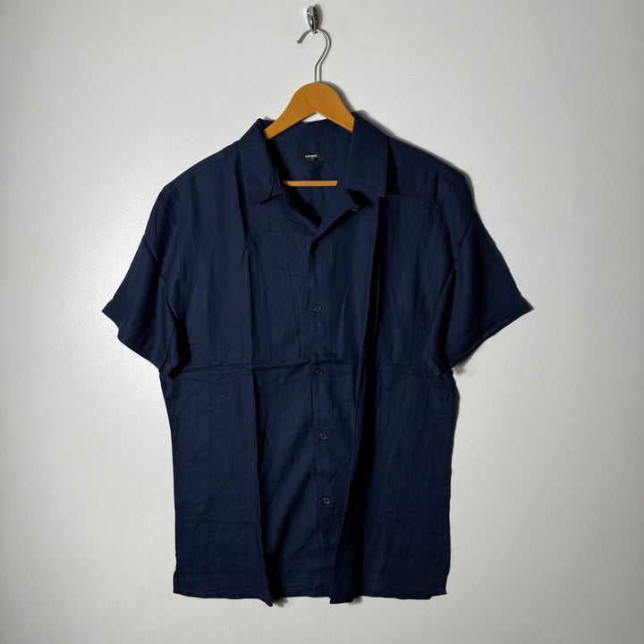 EXPRESS CUBAN COLLAR SHIRT BLUE COLOUR