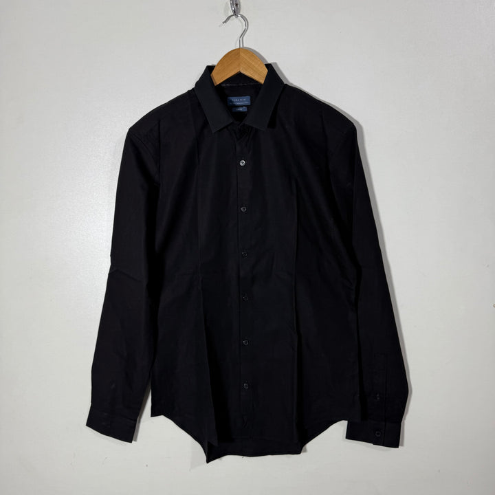 ZARA TEXTURED SLIM FIT FORMAL SHIRT  BLACK COLOUR