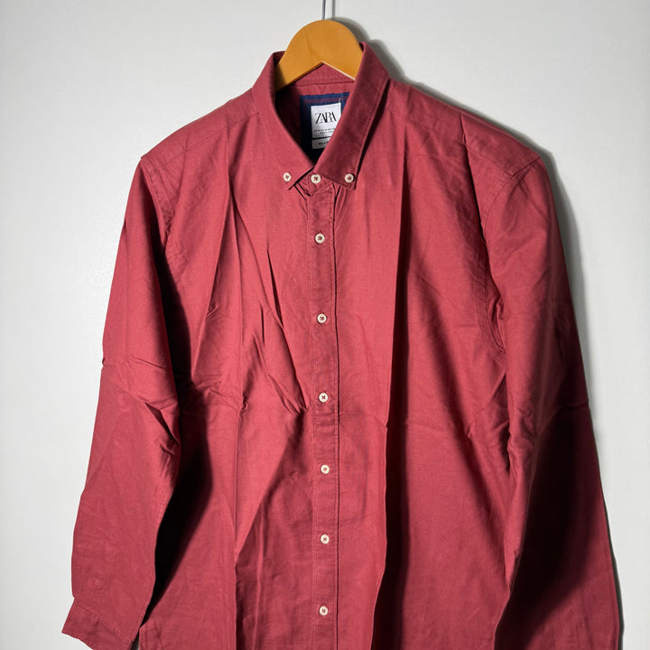 ZARA RELAXED FIT BUTTON DOWN OXFORD COTTON SHIRT