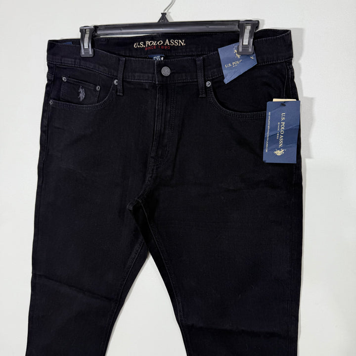 US POLO ASSN SLIM STRAIGHT FIT DENIM PANT BRAND NEW BLACK COLOUR WITHOUT STRETCH