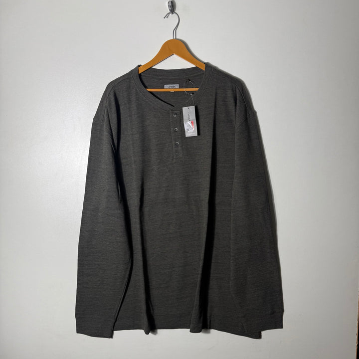 GEORGE HENLEY COLLAR LONG SLEEVES COTTON TSHIRT BRAND NEW GREEN COLOUR