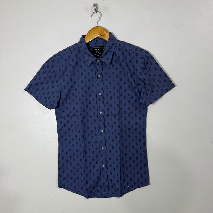 REAL MAN SLIM FIT HALF SLEEVES COTTON SHIRT