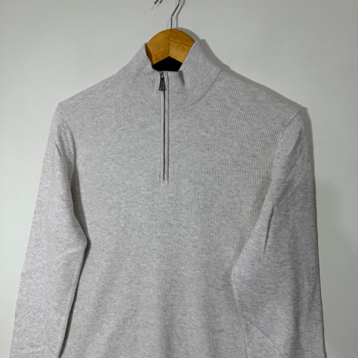 BRICE HALF ZIP COTTON SWEATER GREY COLOUR