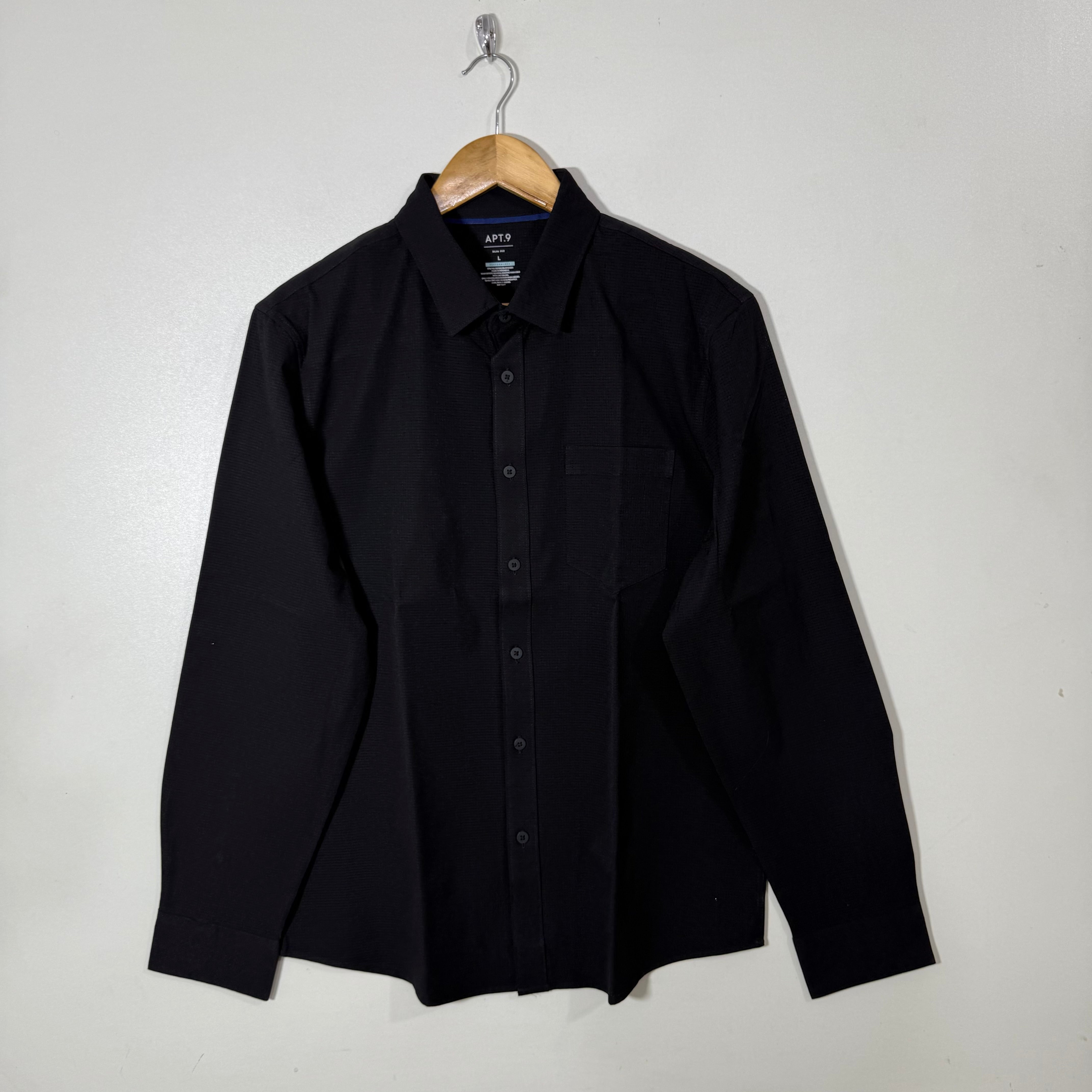 apt 9 black dress shirt Apt. 9 Dress Shirt & Tie Men's Black 18.5 36/37 Set Slim Fit New