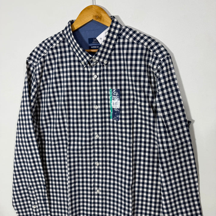 GEORGE BUTTON DOWN COTTON CHECKERED SHIRT BRAND NEW