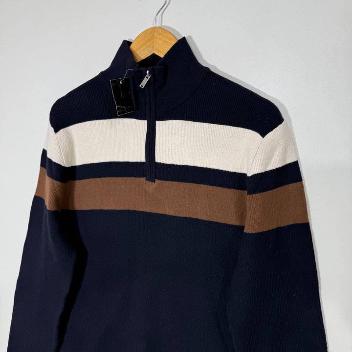 PEACOCKS HALF ZIP COTTON WOOL SWEATER BRAND NEW