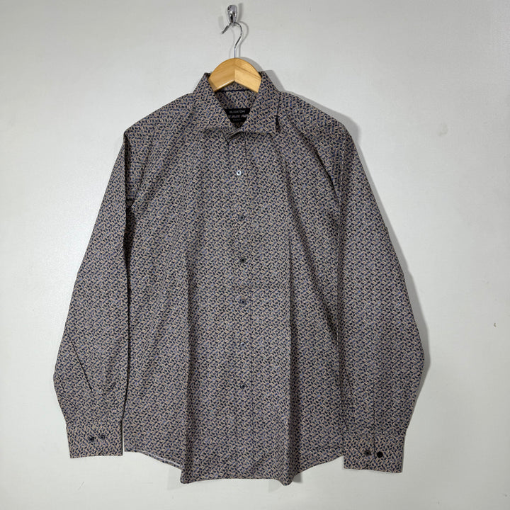 BUGATCHI CLASSIC FIT PRINTED CASUAL COTTON SHIRT