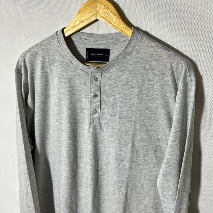 LUCKY BRAND HENLEY COLLAR LONG SLEEVES COTTON TSHIRT