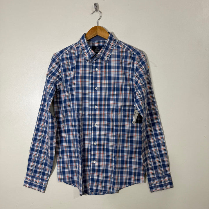 GEORGE BUTTON DOWN CHECKERED CASUAL COTTON SHIRT BRAND NEW