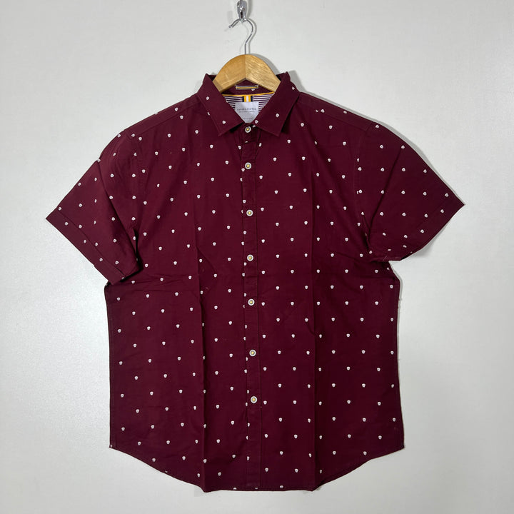 DENIM & FLOWER SLIM FIT HALF SLEEVES SHIRT