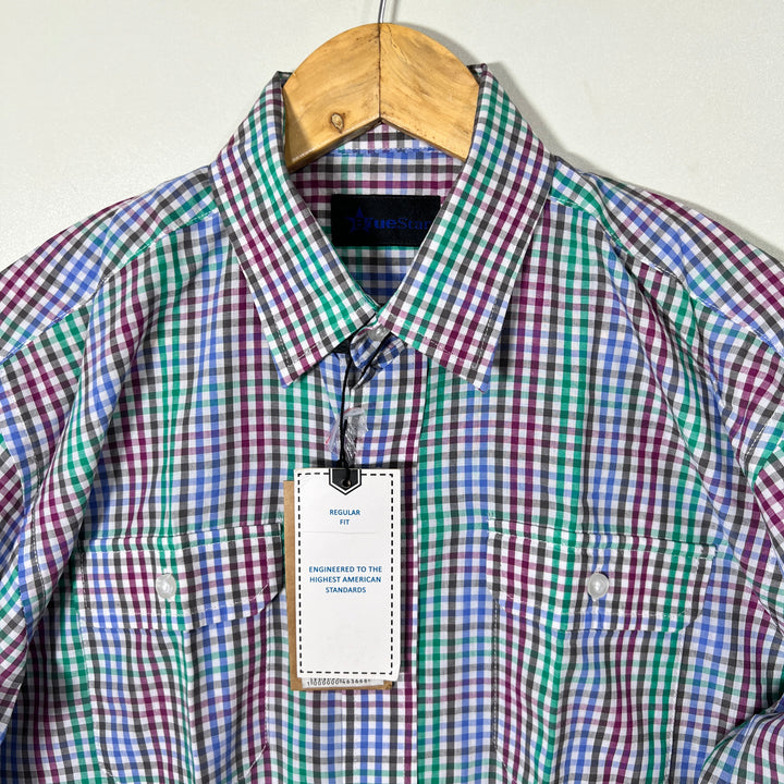 BLUE STAR REGULAR FIT DOUBLE POCKETS CASUAL SHIRT BRAND NEW
