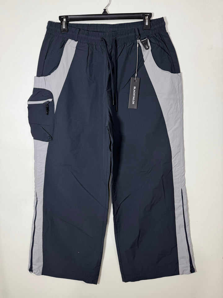 BLACK TAILOR BAGGY FIT PARACHUTE TROUSER BRAND NEW