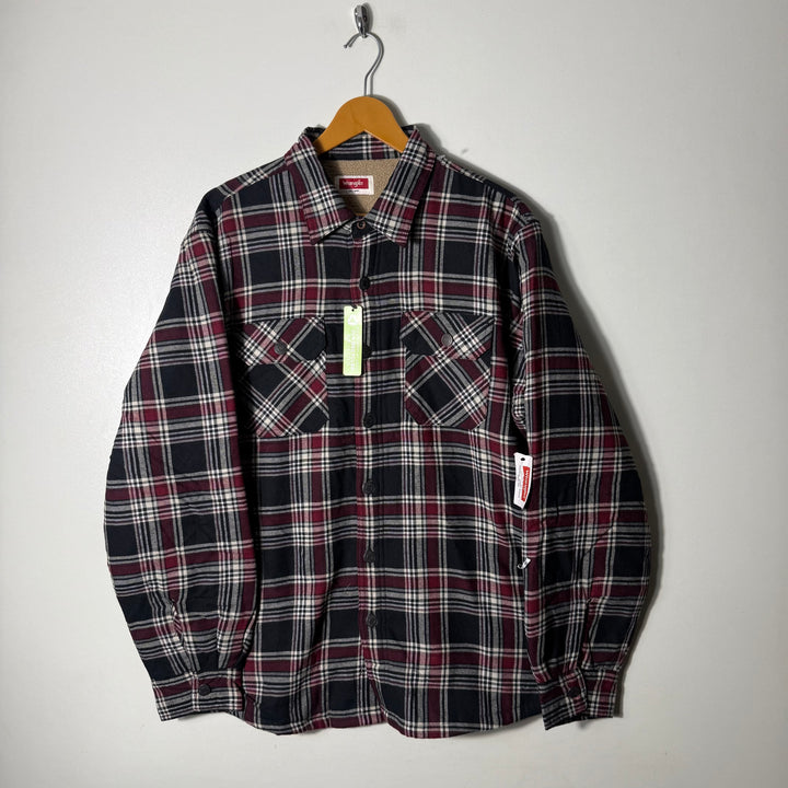 WRANGLER DOUBLE POCKETS EXTREME WARM FLANNEL CHECKERED SHIRT BRAND NEW INNER FLEECE