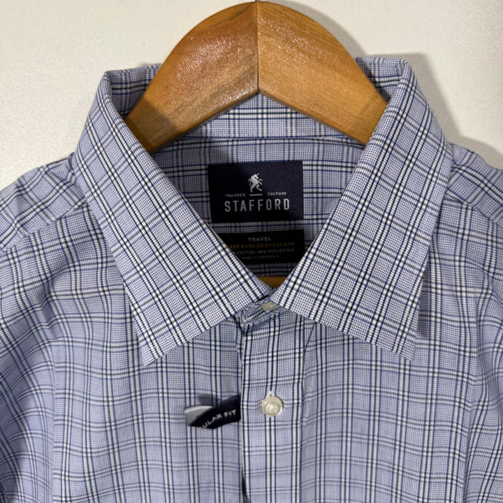 STAFFORD REGULAR FIT FORMAL COTTON CHECKERED SHIRT BRAND NEW