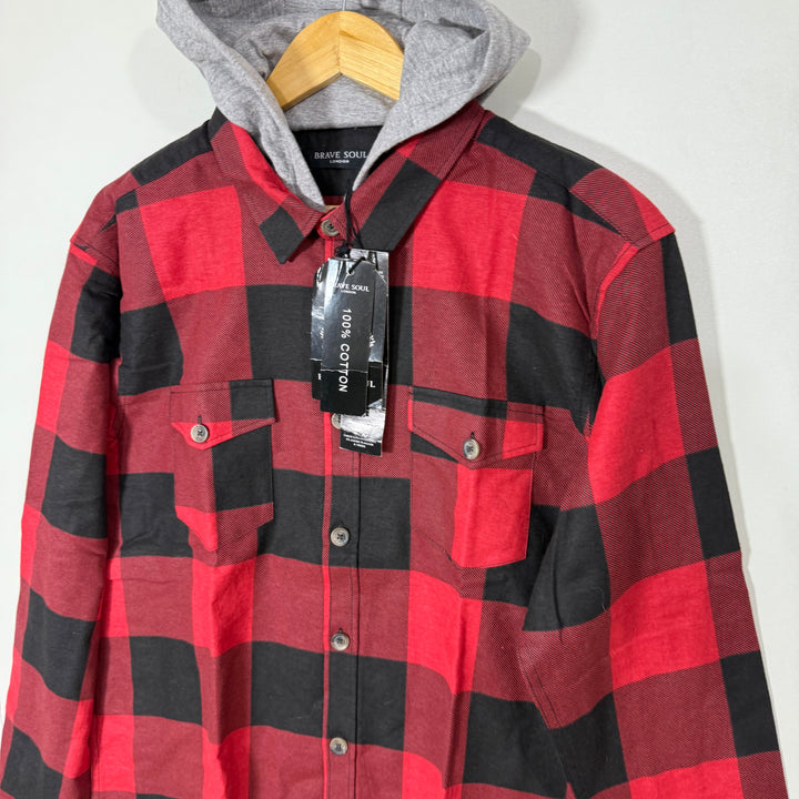 BRAVE SOUL LONDON FLANNEL COTTON SHIRT BRAND NEW WITH HOOD
