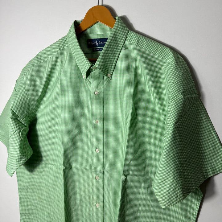 RALPH LAUREN POLO BUTTON DOWN CLASSIC FIT HALF SLEEVES COTTON CHECKERED SHIRT BRAND NEW