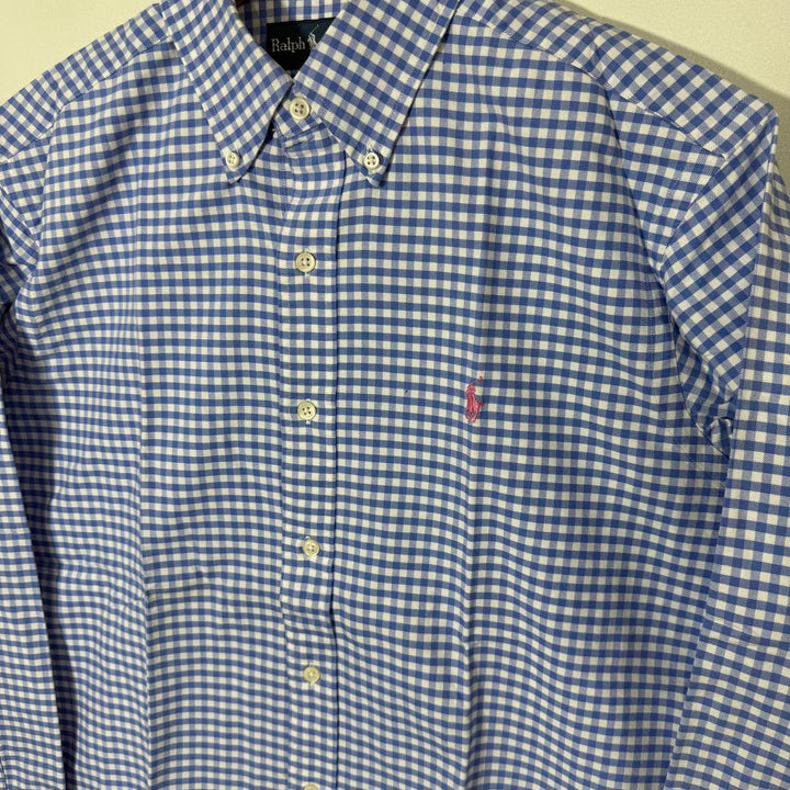 RALPH LAUREN POLO CLASSIC FIT BUTTON DOWN OXFORD COTTON CHECKERED SHIRT