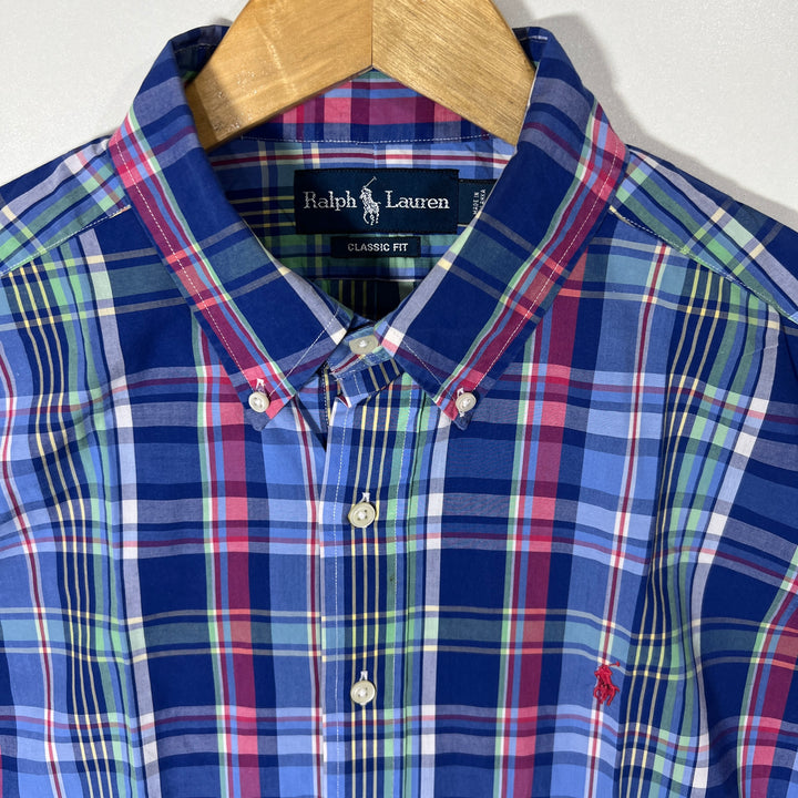RALPH LAUREN POLO CLASSIC FIT BUTTON DOWN CHECKERED SHIRT