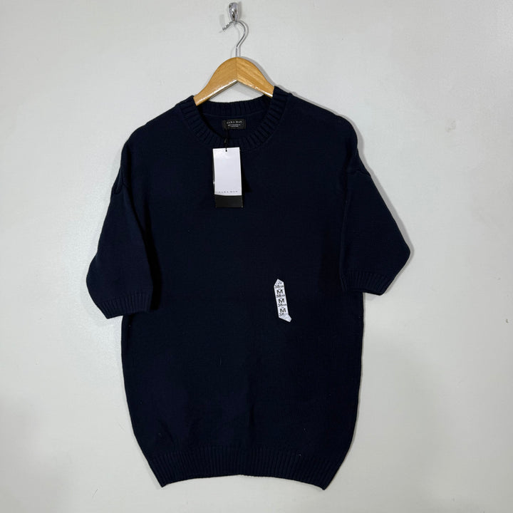 ZARA KNITED HALF SLEEVES COTTON SWEATER BRAND NEW BLUE COLOUR