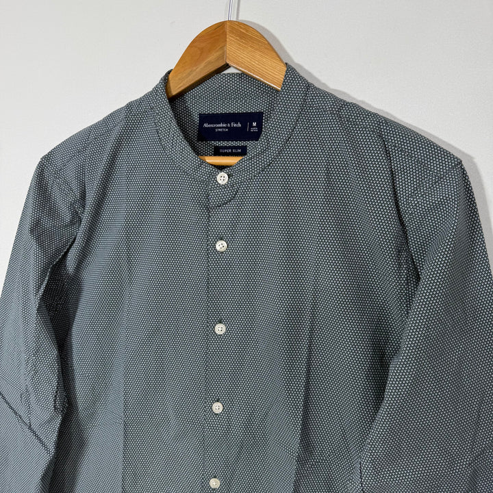 ABERCROMBIE & FITCH SLIM FIT BEN COLLAR COTTON SHIRT WITH STRETCH