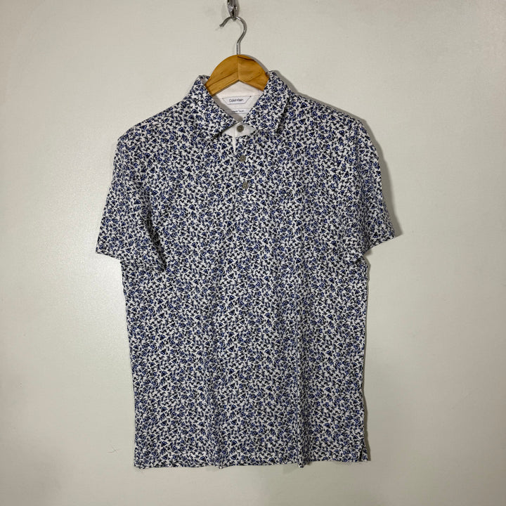 CALVIN KLEIN SLIM FIT LIQUID TOUCH PRINTED COTTON POLO TSHIRT