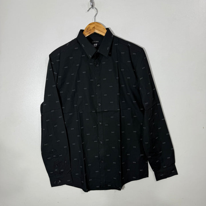 H&M SLIM FIT EASY IRON PRINTED COTTON SHIRT